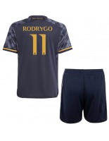 Real Madrid Rodrygo Goes #11 Venkovní dres pro děti 2023-24 Krátký Rukáv (+ trenýrky)